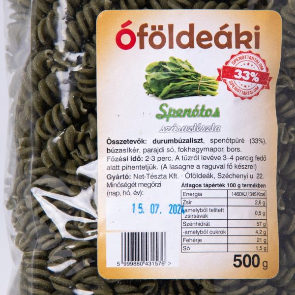 Spenótos orsó tészta 0.5kg